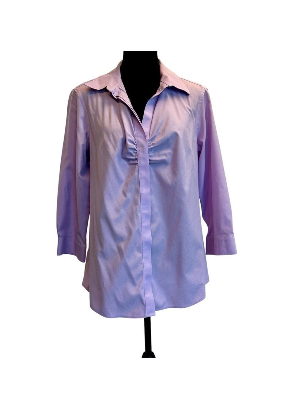 Eddie Bauer stretch wrinkle resistant lilac purple 3/4 sleeve dress shirt L